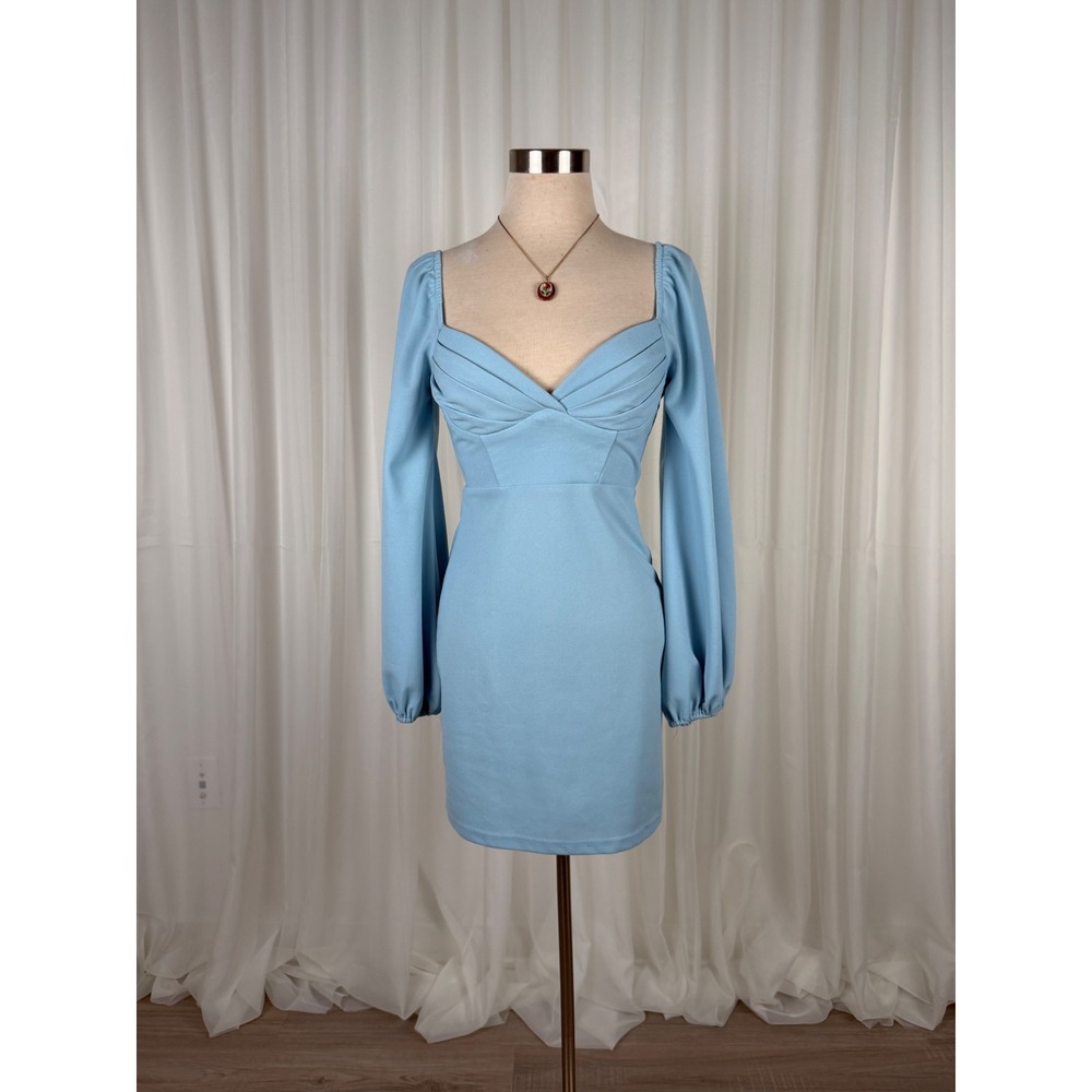 Alice Elle Sweetheart Puff Sleeve Mini Dress Women Blue 6